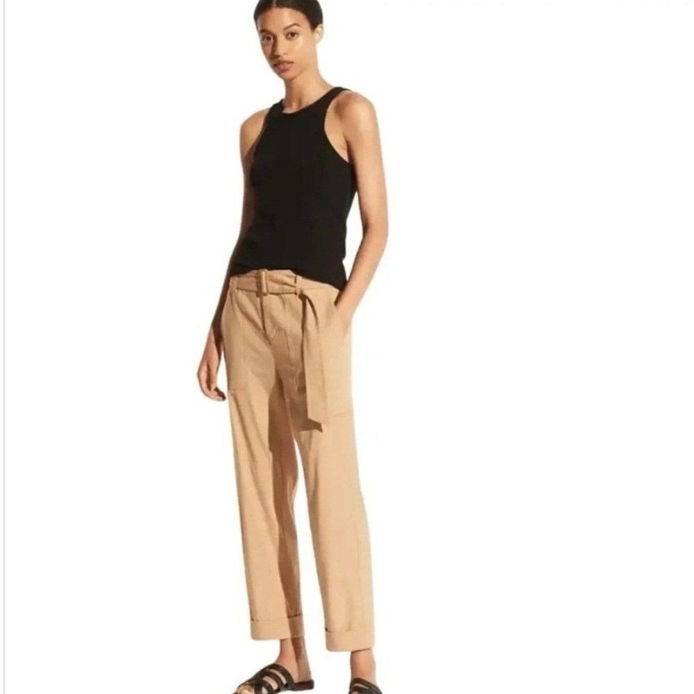 Vince Linen Cargo Pants Luxury Neutral Office Minimalist Breathable Womens Large